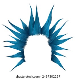 Punk joker hairstyle.Shaggy blue hair.Fashion style
