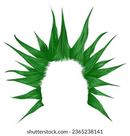 Punk joker hairstyle.Shaggy green hair.Fashion style
