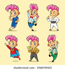 Punk Kids Funny Mascot Design