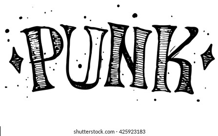  Punk label design for t-shirts, posters, logos, greeting cards etc. vector illustration. 