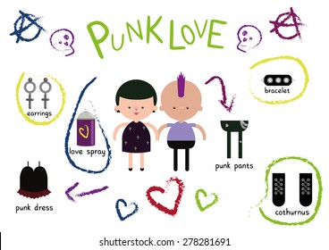 Punk Love Valentines Couple Vector