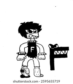 Punk man with dinasours will warr