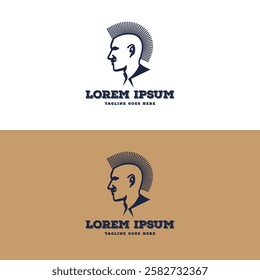 Punk Man Head with Mohawk Hard Hair Style Logo Design Vector