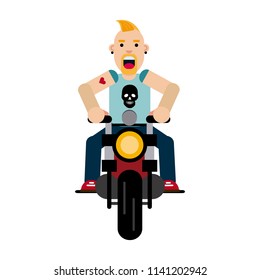 Punk man with motorcycle