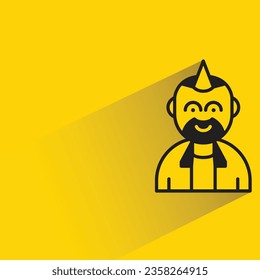 punk man with shadow on yellow background