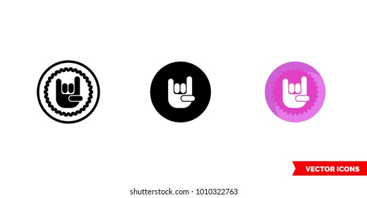 Punk music genre icon of 3 types: color, black and white, outline. Isolated vector sign symbol.