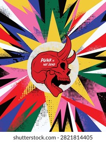 Punk Is Not Dead Typography Poster Skull Punk Rock Vector Illustration