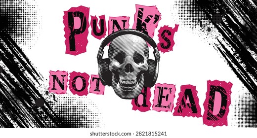 Punk Is Not Dead Typography Poster Skull Punk Rock Vector Illustration