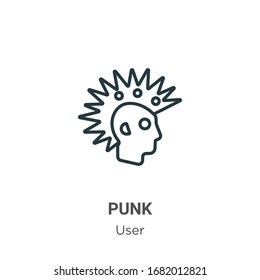 Punk outline vector icon. Thin line black punk icon, flat vector simple element illustration from editable user concept isolated stroke on white background