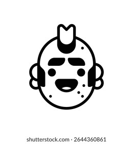Punk. Icono de Vector de trazo delineado con detalles rellenos de negro.