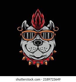 Punk Pitbull Head Vector Logo