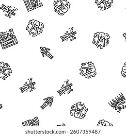 punk retro element hand art vector seamless pattern thin line illustration