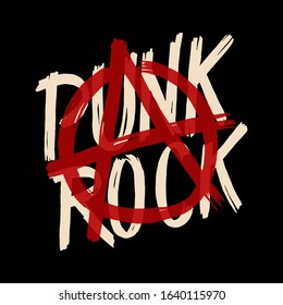 Punk rock anarchy symbol - vector illustration typography print