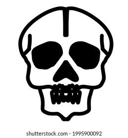 Punk rock collection. Human skull with symbol on a white background. Vector illustration.  Closeup outline dark ink hand drawn web game over object emblem design retro art doodle engrave style