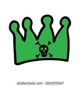 Punk rock crown vector illustration clipart. Simple alternative sticker. Kids emo rocker cute hand drawn cartoon grungy tattoo with attitude motif.