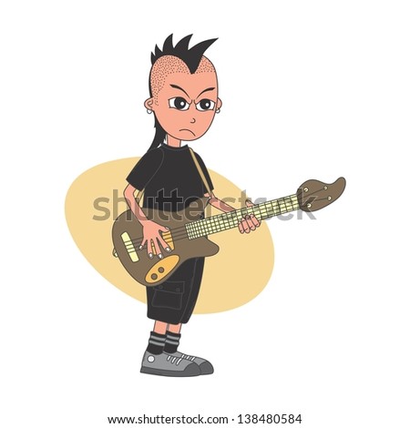 Punk Rock Guitarist Cartoon Character Stock Vector (Royalty Free