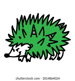 Punk Rock Hedgehog Vector Illustration Clipart. Simple Alternative Sticker. Kids Emo Rocker Cute Hand Drawn Cartoon Animal With Attitude Motif