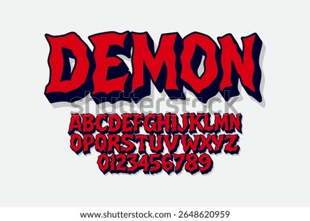 Punk Rock Lettering tattoo vector type font. Scary horror alphabet design