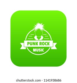 Punk rock music icon green vector isolated on white background