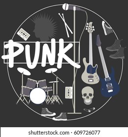 Punk rock music. Vector illustration.