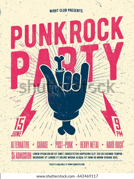 Punk Rock Party Flyer Poster Vintage Stock Vector (Royalty Free ...