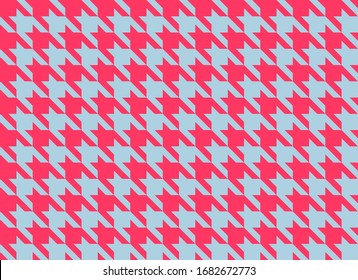 Punk rock pink and grey classic houndstooth seamless pattern. Vector  repeat classic hounds tooth pattern.