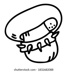 Punk rock satans bolette fungi vector monochrome lineart illustration. Simple alternative sticker clipart. Kids emo rocker cute hand drawn fungi. Cartoon grungy tattoo with attitude motif. 