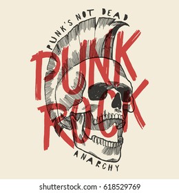 punk rock skull print. punk is not dead anarchy poster