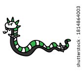 Punk rock snake vector illustration clipart. Simple alternative sticker. Kids emo rocker cute hand drawn cartoon animal motif. 