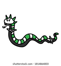 Punk Rock Snake Vector Illustration Clipart. Simple Alternative Sticker. Kids Emo Rocker Cute Hand Drawn Cartoon Animal Motif. 