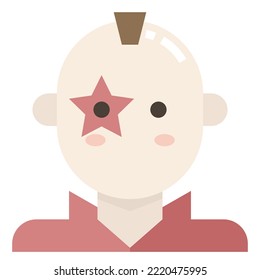 Punk Rock Star Avatar Mohawk Man Singer modern concept ui ux icon for website, app, presentaion, flyer, brochure etc.