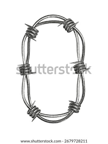 Punk rock style barbed wire design with noise and grain effects showcasing urban grit and rebellion spirit.