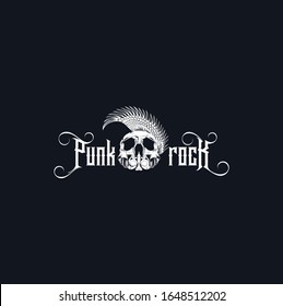 punk rock typography with skull elements