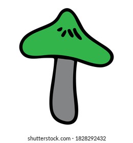 Punk rock webcap fungi mushroom vector illustration. Simple alternative sticker clipart. Kids emo rocker cute hand drawn fungi. Cartoon grungy tattoo with attitude motif. 