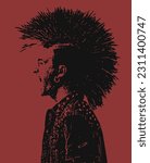 Punk Rocker with Mohawk Hair and Studs Jacket