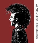 Punk Rocker with Mohawk Hair and Studs Jacket