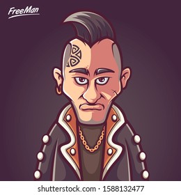  Punk Rocker Mohawk rebel Frowning