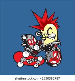 Punk skateboard vector graphic design