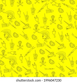 punk skeleton, seamless pattern, vector illustration