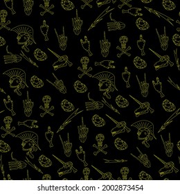 punk skeleton, seamless pattern, vector illustration