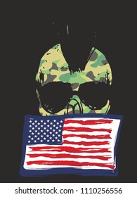 punk skull american flag graphic design vector art