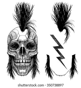 punk skull drawing