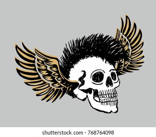 punk skull graphic design vector art