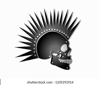 Punk skull icon side on background logo