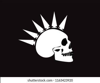 Punk skull icon side on abstract background