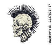 Punk Skull with Mohawk Hair