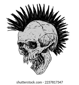 Punk Skull with Mohawk Hair