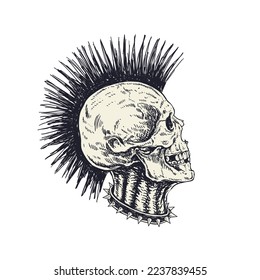 Punk Skull with Mohawk Hair