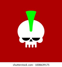 Punk Skull With Mohawk. Head Of Skeleton. Vector Illustration
