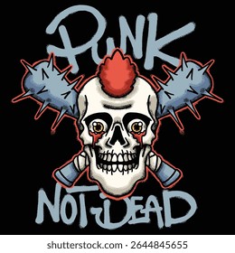 Punk Skull with Mohawk for streetwear illustration